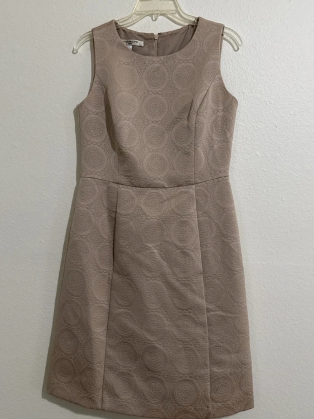 Evan Picone Sleeveless Taupe Textured Dress